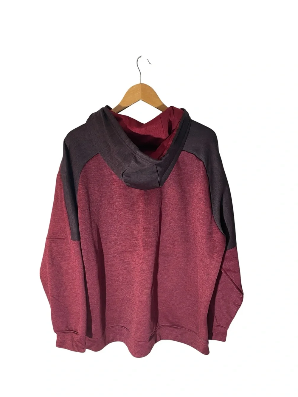 X7- adidas Men’s 2XL Burgundy Pullover Hoodie with Dark Charcoal Panels